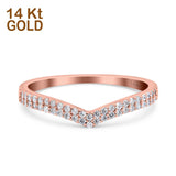 14K Rose Gold Half Eternity Ring Wedding Band Round Simulated Cubic Zirconia Size-7