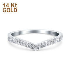 14K White Gold Half Eternity Ring Wedding Band Round