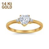 14K Yellow Gold Heart Promise Bridal Simulated CZ Wedding Engagement Ring Size-7