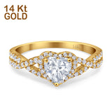 14K Yellow Gold Heart Promise Ring Infinity Shank Round Simulated Cubic Zirconia