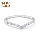 14K White Gold Eternity Wedding Band Ring Simulated Round Cubic Zirconia Size-7