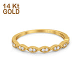 14K Yellow Gold Half Eternity Art Deco Wedding Ring Engagement Band Round Simulated CZ Size-7