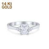 14K White Gold Radiant Cut Engagement Ring Simulated CZ Size-7