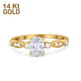 14K Yellow Gold Vintage Style Oval Bridal Wedding Engagement Ring Simulated CZ