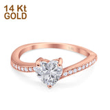 14K Rose Gold Heart Promise Ring Simulated Cubic Zirconia Size-7