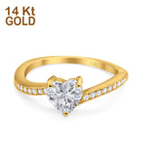 14K Yellow Gold Heart Promise Ring Simulated Cubic Zirconia Size-7