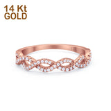 14K Rose Gold Half Eternity Infinity Twisted Ring Simulated Cubic Zirconia Size-7