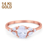 14K Rose Gold Oval Art Deco Engagement Ring Marquise Simulated CZ Size-7