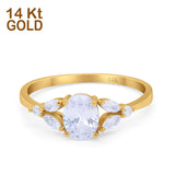 14K Yellow Gold Oval Art Deco Engagement Ring Marquise Simulated CZ Size-7