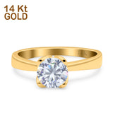 14K Yellow Gold Round Solitaire Simulated CZ Wedding Engagement Ring Size 7