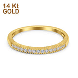 14K Yellow Gold Round Simulated CZ Ladies Wedding Band Half Eternity Engagement Ring Size 7