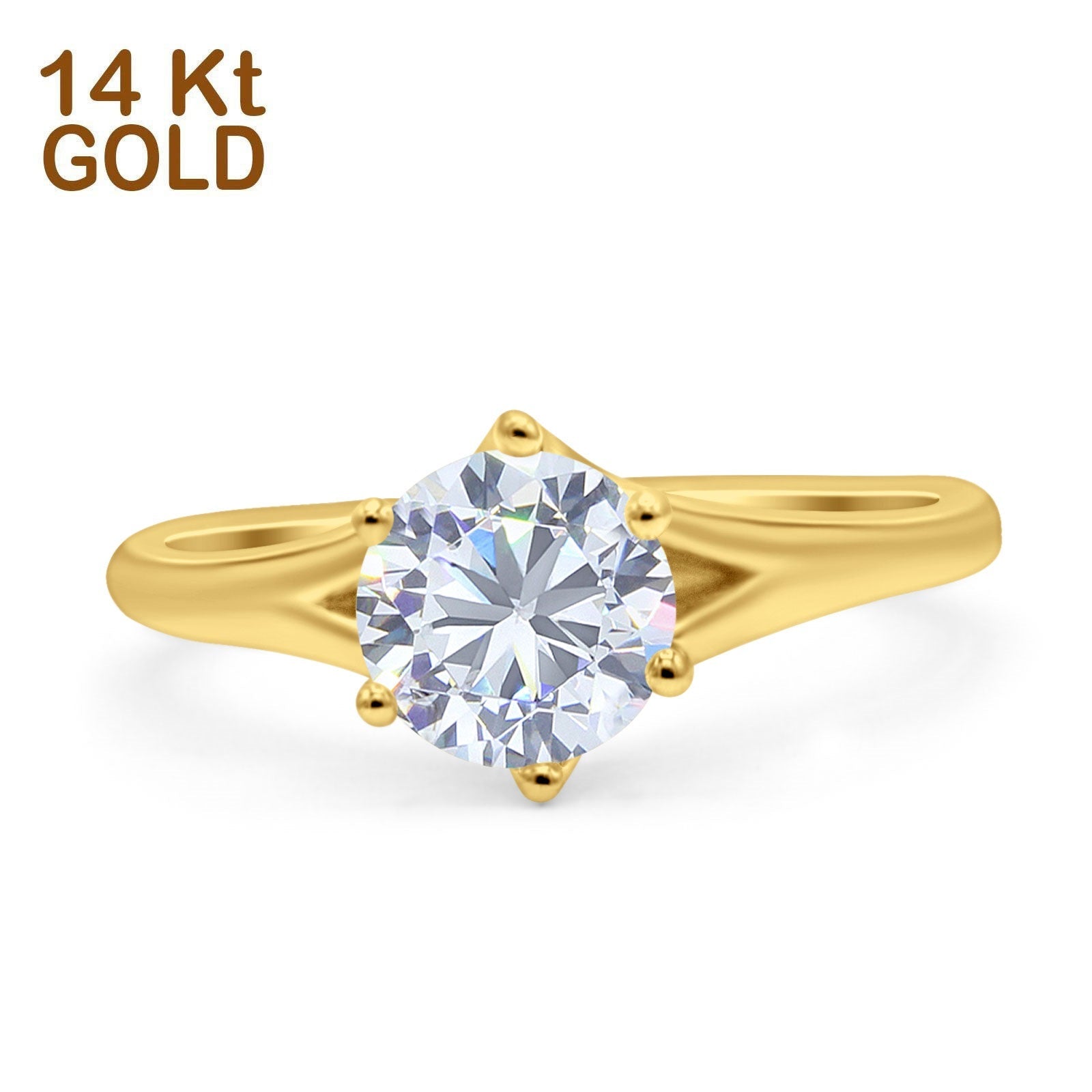 18K RGP Solitaire 2ct AAA+ CZ Diamonds Jewelry Ring 7