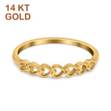 14K Yellow Gold Hearts Band Simple Wedding Engagement Ring (3mm)