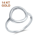 14K White Gold Circle O Simple Plain Open Ring Wedding Band (14mm)