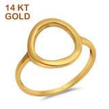 14K Yellow Gold Circle O Simple Plain Open Ring Wedding Band (14mm)