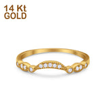 14K Yellow Gold Art Deco Curved Wedding Band Eternity Ring Simulated Cubic Zirconia Size-7