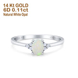 14K White Gold 0.11ct Art Deco Oval 7mmx5mm G SI Natural White Opal Diamond Engagement Wedding Ring Size 6.5