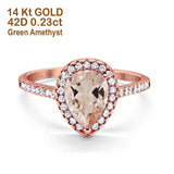 14K Rose Gold 1.48ct Teardrop Pear 8mmx6mm G SI Natural Morganite Diamond Engagement Wedding Ring Size 6.5