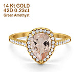 14K Yellow Gold 1.48ct Teardrop Pear 8mmx6mm G SI Natural Morganite Diamond Engagement Wedding Ring Size 6.5