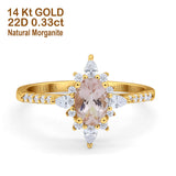 14K Yellow Gold 1.54ct Vintage Oval 8mmx6mm G SI Natural Morganite Diamond Engagement Wedding Ring Size 6.5