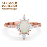 14K Rose Gold 0.33ct Vintage Oval 8mmx6mm G SI Natural White Opal Diamond Engagement Wedding Ring Size 6.5