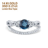 14K White Gold 1.05ct Round 6mm G SI London Blue Topaz Diamond Engagement Bridal Wedding Ring Size 6.5