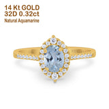 14K Yellow Gold 1.53ct Oval Natural Aquamarine G SI Diamond Engagement Ring Size 6.5