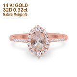 14K Rose Gold 1.53ct Oval Natural Morganite G SI Diamond Engagement Ring Size 6.5