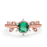 14K Rose Gold Round Nano Emerald G SI 1.02ct Diamond Engagement Ring Size 6.5