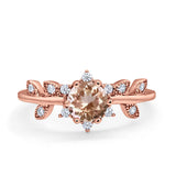 14K Rose Gold Round Natural Morganite G SI 1.02ct Diamond Engagement Ring Size 6.5