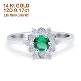 14K White Gold 1.01ct Round 6mm G SI Nano Emerald Diamond Engagement Wedding Ring Size 6.5