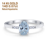 14K White Gold 1.28ct Oval 8mmx6mm G SI Natural Aquamarine Diamond Engagement Wedding Ring Size 6.5