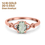 14K Rose Gold 1.24ct Oval Filigree Infinity 8mmx6mm G SI Natural Green Amethyst Diamond Engagement Wedding Ring Size 6.5