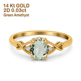 14K Yellow Gold 1.24ct Oval Filigree Infinity 8mmx6mm G SI Natural Green Amethyst Diamond Engagement Wedding Ring Size 6.5