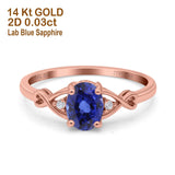 14K Rose Gold 1.24ct Oval Filigree Infinity 8mmx6mm G SI Nano Blue Sapphire Diamond Engagement Wedding Ring Size 6.5