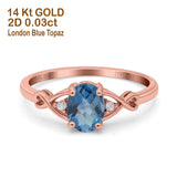 14K Rose Gold 1.24ct Oval Filigree Infinity 8mmx6mm G SI London Blue Topaz Diamond Engagement Wedding Ring Size 6.5