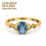 14K Yellow Gold 1.24ct Oval Filigree Infinity 8mmx6mm G SI London Blue Topaz Diamond Engagement Wedding Ring Size 6.5