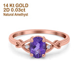 14K Rose Gold 1.24ct Oval Filigree Infinity 8mmx6mm G SI Natural Amethyst Diamond Engagement Wedding Ring Size 6.5