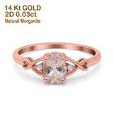 14K Rose Gold 1.24ct Oval Filigree Infinity 8mmx6mm G SI Natural Morganite Diamond Engagement Wedding Ring Size 6.5