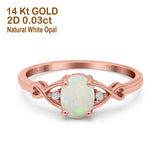 14K Rose Gold 0.03ct Oval Filigree Infinity 8mmx6mm G SI Natural Rose Opal Diamond Engagement Wedding Ring Size 6.5