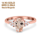 14K Rose Gold 1.33ct Teardrop Pear 8mmx6mm G SI Natural Morganite Diamond Engagement Wedding Ring Size 6.5