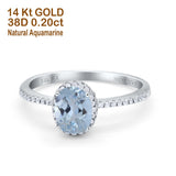 14K White Gold 1.41ct Oval 8mmx6mm Fashion Accent G SI Natural Aquamarine Diamond Engagement Wedding Ring Size 6.5