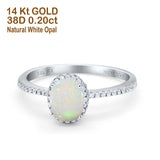 14K White Gold 0.20ct Oval 8mmx6mm Fashion Accent G SI Natural White Opal Diamond Engagement Wedding Ring Size 6.5