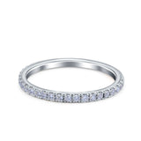 14K White Gold 0.28ct Round 1.6mm G SI Stacking Half Eternity Diamond Bands Engagement Wedding Ring Size 6.5