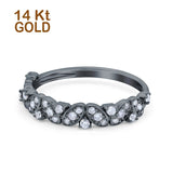 14K Black Gold 0.23ct Marquise & Round 4.5mm G SI Art Deco Half Eternity Diamond Band Engagement Wedding Ring Size 6.5