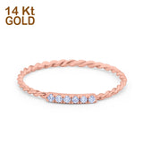 14K Rose Gold 0.06ct Round 1.5mm G SI Twist Braided Cable Diamond Eternity Band Engagement Wedding Ring Size 6.5