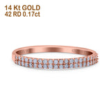 14K Rose Gold 0.17ct Round 2.3mm Double Row Pave Art Deco G SI Half Eternity Band Diamond Engagement Wedding Ring Size 6.5