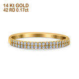 14K Yellow Gold 0.17ct Round 2.3mm Double Row Pave Art Deco G SI Half Eternity Band Diamond Engagement Wedding Ring Size 6.5