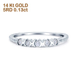 14K White Gold 0.13ct Round 2.5mm Stackable Band G SI Half Eternity Diamond Engagement Wedding Ring Size 6.5