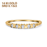14K Yellow Gold 0.13ct Round 2.5mm Stackable Band G SI Half Eternity Diamond Engagement Wedding Ring Size 6.5